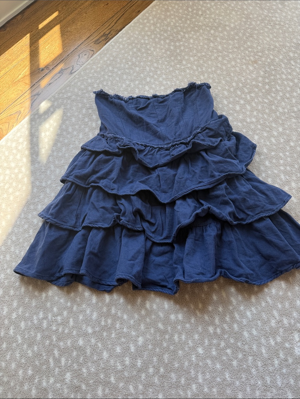 So Me Navy Blue Tiered Ruffle Skater Skirt